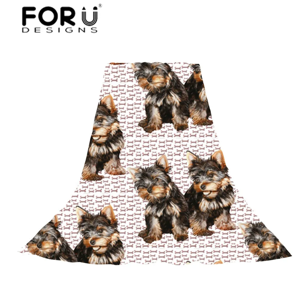

FORUDESIGNS Long Slik Scarves Women 3D Yorkie Print Scarf Ladies Lovely Dog Beach Towel Sunscreen for Females Fashion Stoles