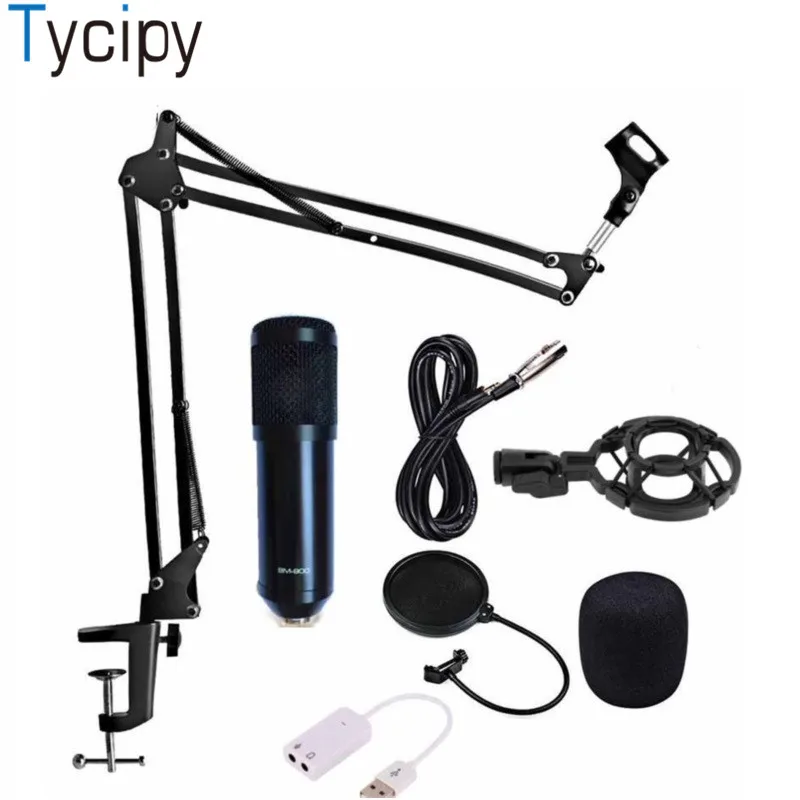 

Tycipy Microphone BM-900 Condenser Professional Audio Studio Vocal Wired Computer Mic KTV Adjustable volume with Shock Stand