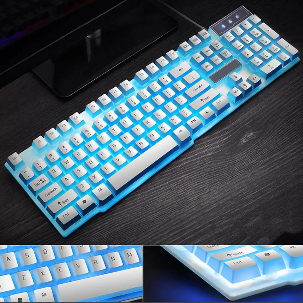 Механический трехцветной радужной Подсветка клавиатура игровая клавиатура - Цвет: white3-color
