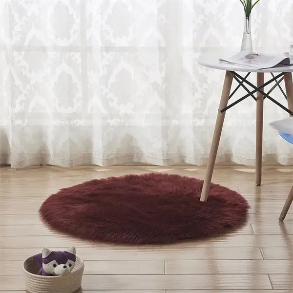 Пушистый круглый коврик из искусственного меха 55X55 см, пушистый коврик для сиденья, детский реквизит для фотосессии, одеяло, пушистая подушка, одеяло - Цвет: chocalate
