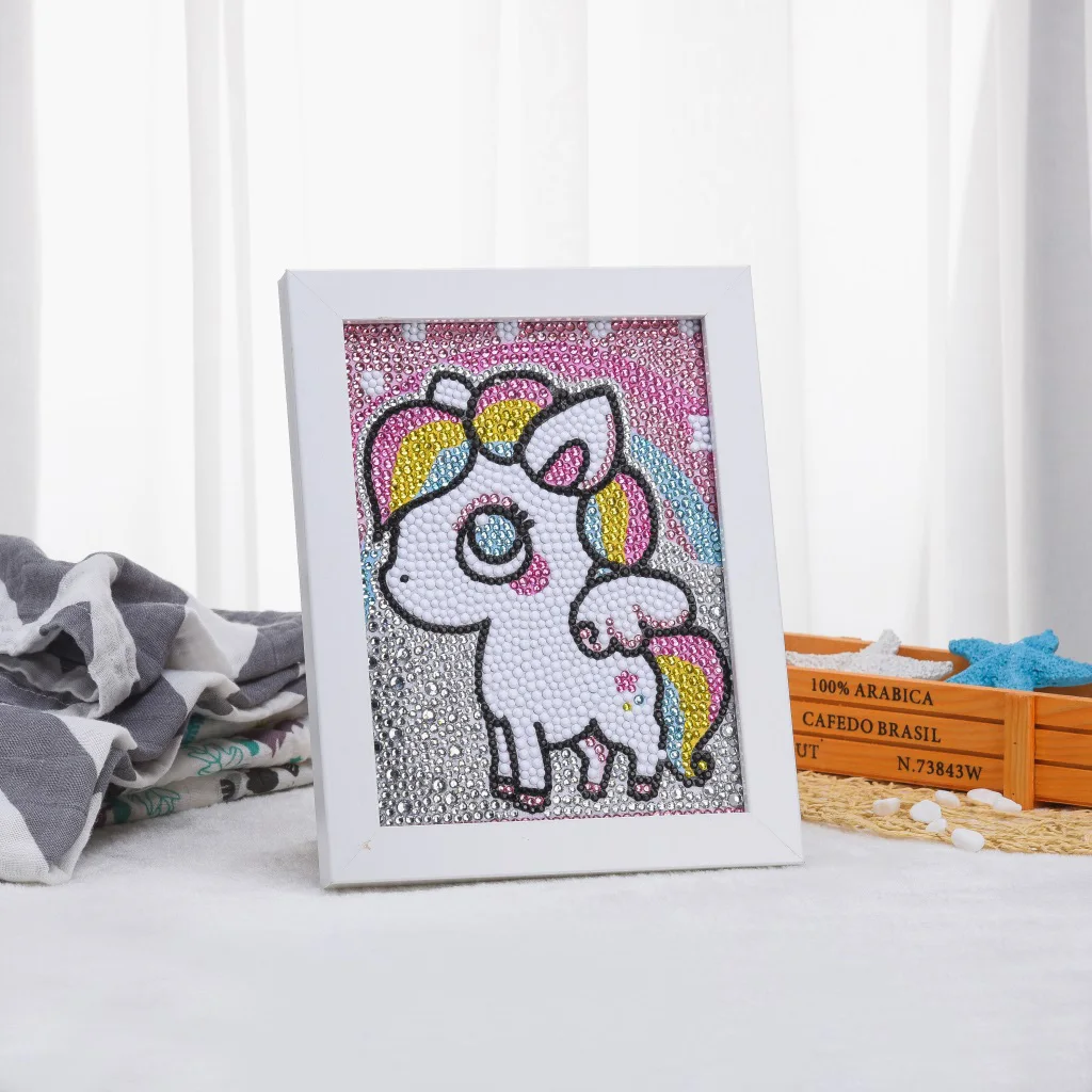 

diamond embroidery circle diamond special shape cartoon animal pony frame painting rhinestone crystal painting kids room decor