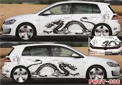 

Personality car decoration stickers dragon totem cover black and white porcelain hood pull flower cover car stickers-164
