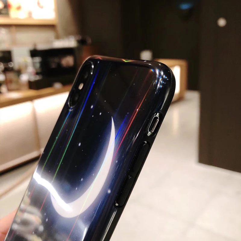 Kerzzil Shining Aurora Moon Clouds чехлы для телефонов iPhone X XS MAX XR милый кролик глянцевый ТПУ