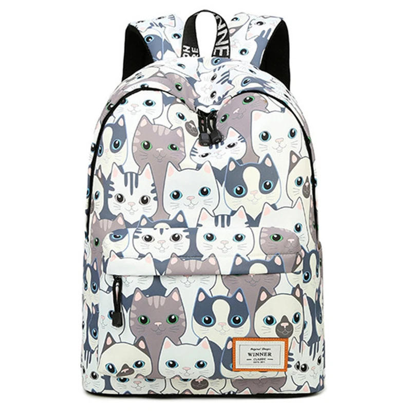 

Waterproof Women Rucksack Back Pack Cute Cat Animal Printing Backpack Travel Bagpack School Bags for Teenage Girls