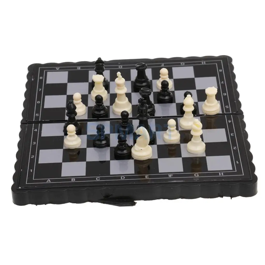 MagiDeal Pocket Magnetic Chessmen Plastic Mini Folding Chessboard Chess Set for Family Friends Party Board Game Kids Puzzle Toy