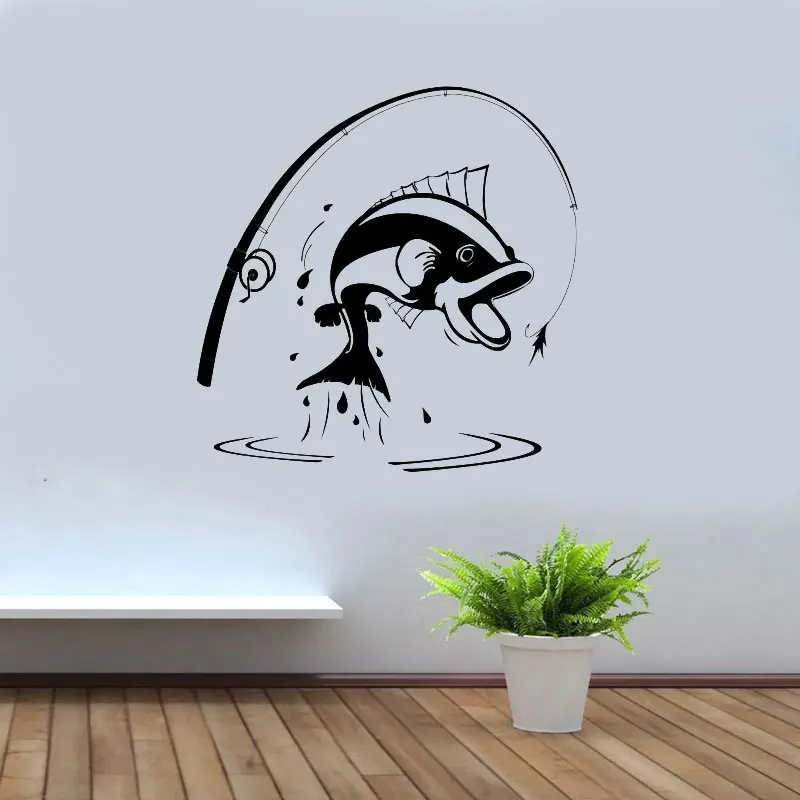 Big Game Sports Fishing Hobby Recreational Home Decoration Vinyl Art Removable Poster Mural Fashion Lifestyle Home Decor LY1678 Big Game Sports Fishing Hobby Recreational Home Decoration Vinyl Art Removable Poster Mural Fashion Lifestyle Home Decor LY1678