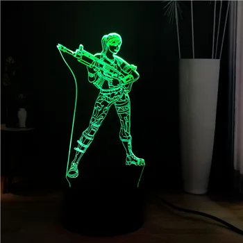 

Acrylic Hot Game Character Cool Female shooter 7Color Change Illusion RGB Mood Atmosphere LED PCS Table Base Light Kids Gift Toy