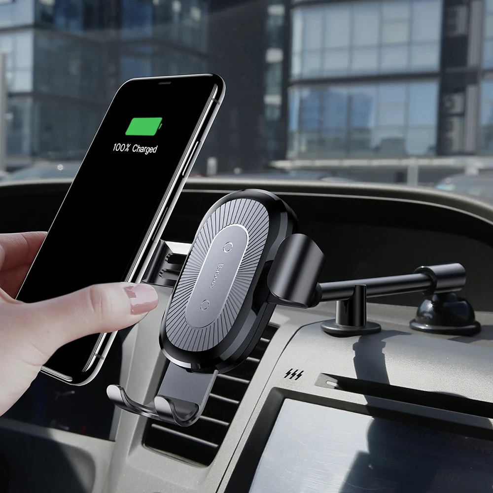 

Baseus Wireless Charger 2A 10W Fast Charge Gravity Car Mount PC Silicone for iPhone X 8 8Plus Holder Car Charginf