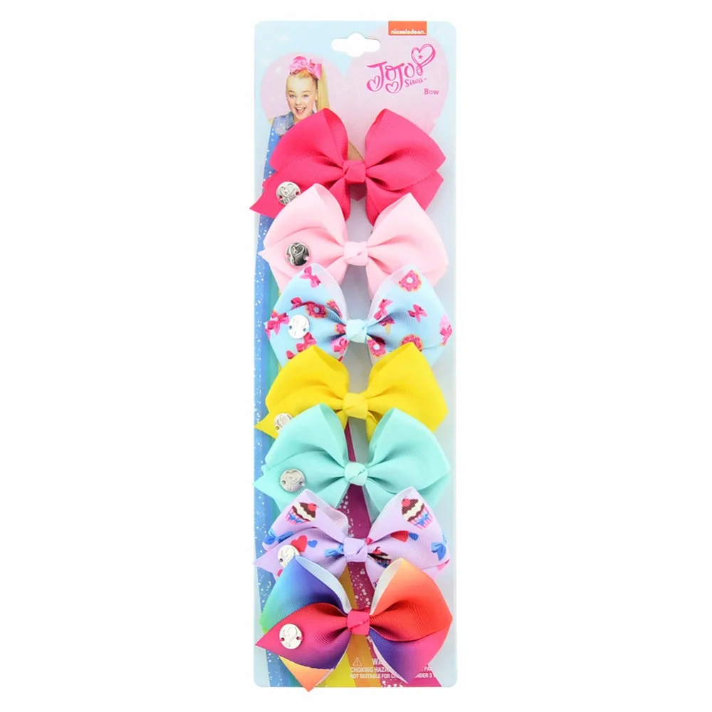 

One set/7 Pcs "jojo clip Multicolor hair accessories girls handmade ribbon bow flower with Hair clip present hair accessory 878