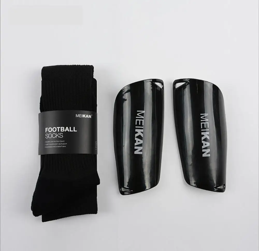 1 пара, новинка, профессиональные мужские футбольные носки CoolMax(39-42), с голенями, защита, двухслойные вставляемые гольфы, футбольные спортивные носки - Цвет: Black