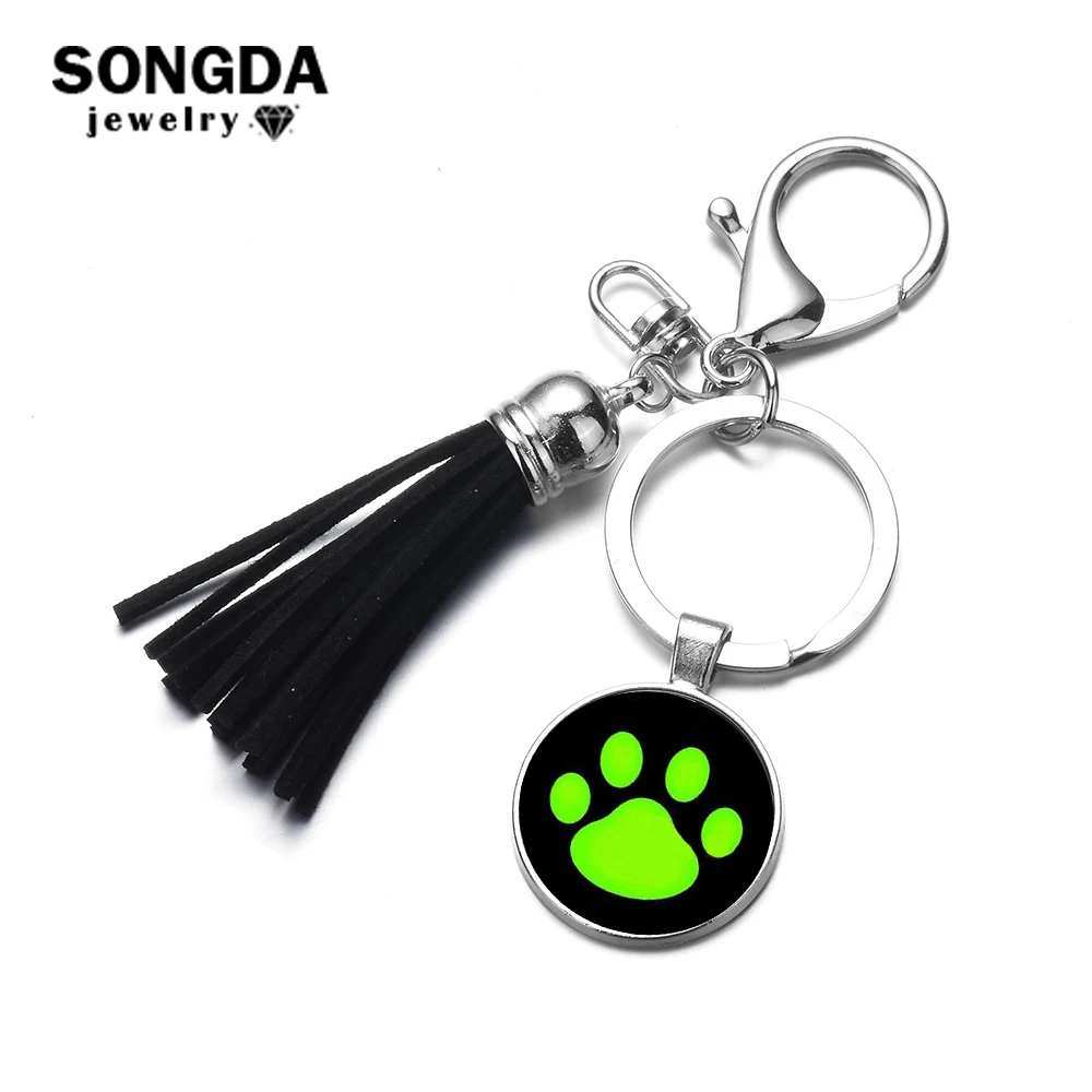 Us 131 49 Offsongda Miraculous Ladybug Charm Keychain Black Cat Noir Green Paw Glass Cabochon Gem Key Chain Bag Charm Anime Women Men Jewelry In - 