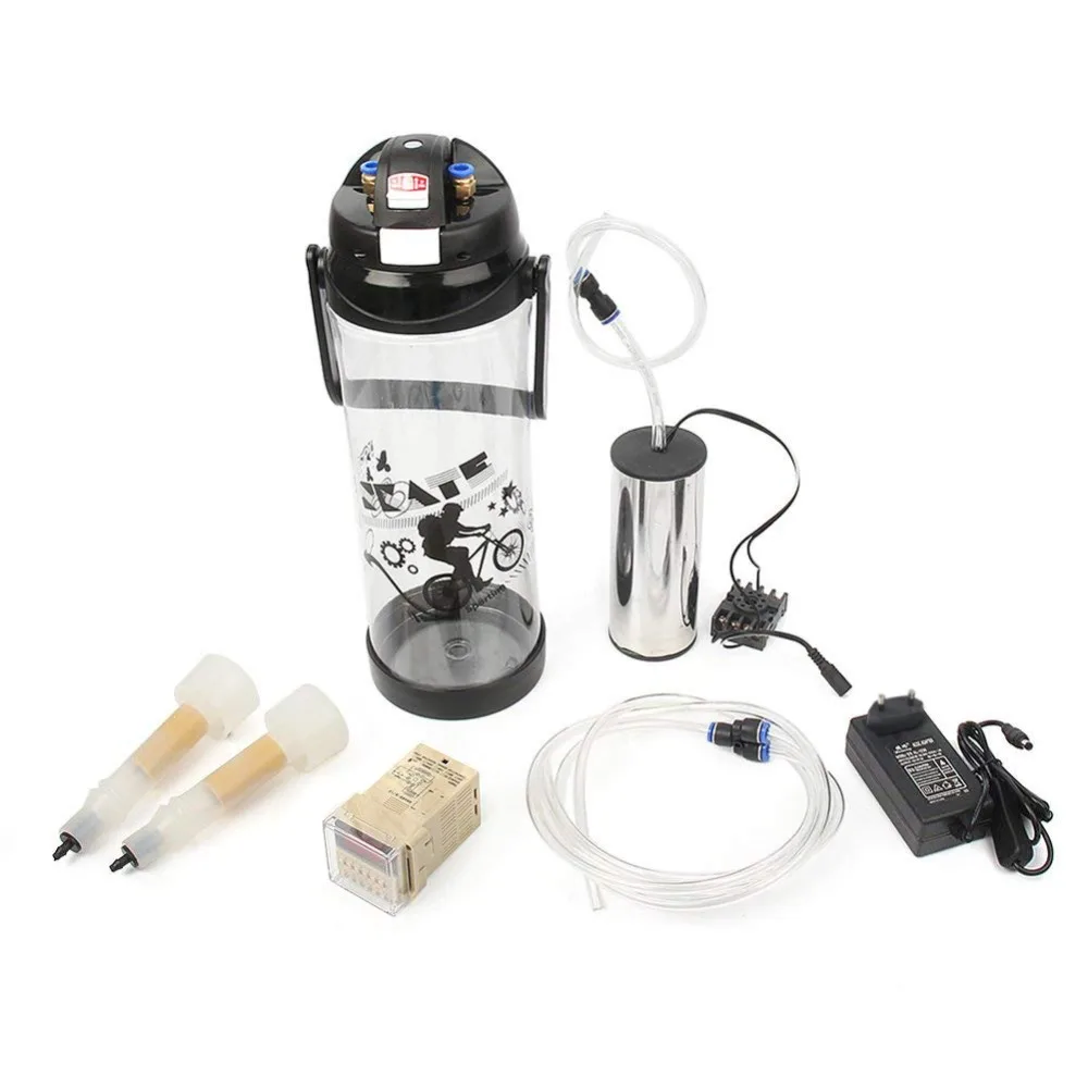 

3L Milking Machine Goat Sheep Cow Electric Impulse Milker Double Teats Manual Milker Automatic Vacuum Pump Stainless Steel US/EU