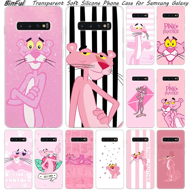 

Hot Cute cartoon Pink Panther Soft Silicone Case For Samsung Galaxy S10 S9 S8 Plus S7 Edge A6 A8 Plus A7 A9 2018 A5 2017 Cover