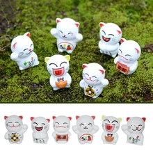 Мини-орнамент 6 шт./компл. Сказочный Сад эмуляция миниатюрные статуи Фортуна статуэтка кота Изысканная Прямая