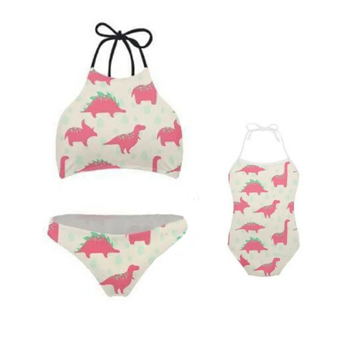 

Family Matching Swimwear Mother Kids Girl Swimsuit Dinosaur Bikini Dinosaur Print Beachwear