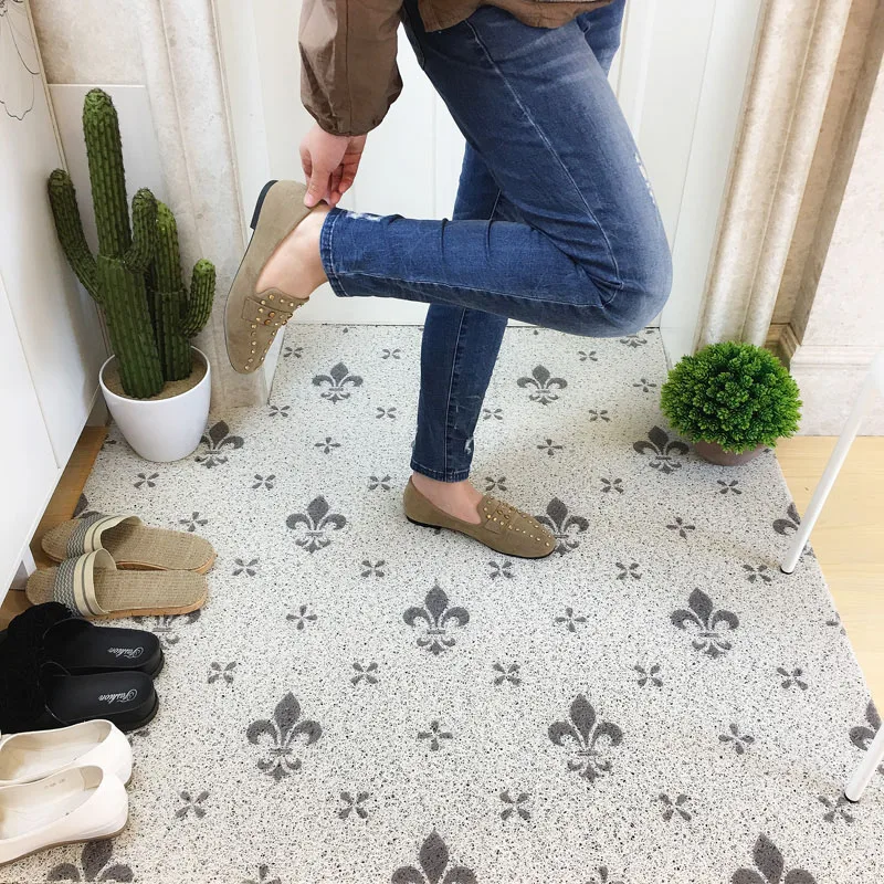 

PVC Silk Loop Dust-proof Printed Doormat Marble Geometry White Printed Outdoor Rug Mats Shoes Scraper for Bathroom Area Rugs