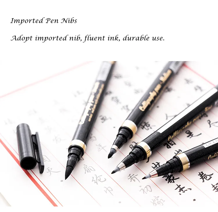 4 размера каллиграфическая ручка для подписи китайское изучение слов японский материал кисть художественные маркеры ручки канцелярские школьные принадлежности