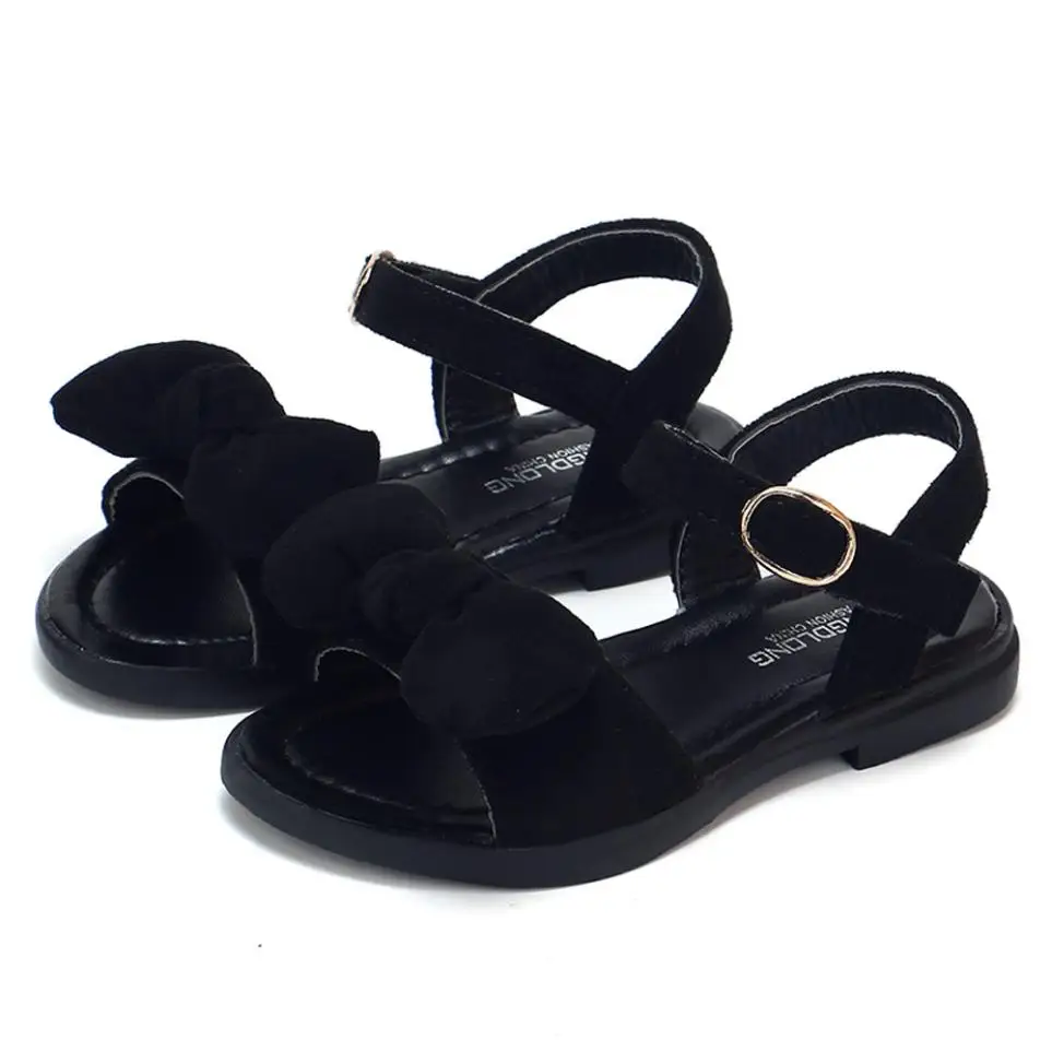 

2018 New Children Girls Summer Shoes Kids Sandals for Girls PU Leather Bowknot Princess Shoes Black Pink Brown Girls Sandals