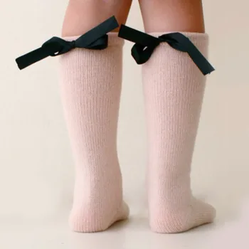 

Cute Baby Kids Long Booties Bow Knee High Socks Knee High Socks with Bows Princess Girls Socks