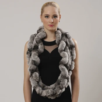 

Winter men and womens Real rex Rabbit Fur stole Wrap Muffler loop infinite Handcrafted rex rabbit fur scarf shawl