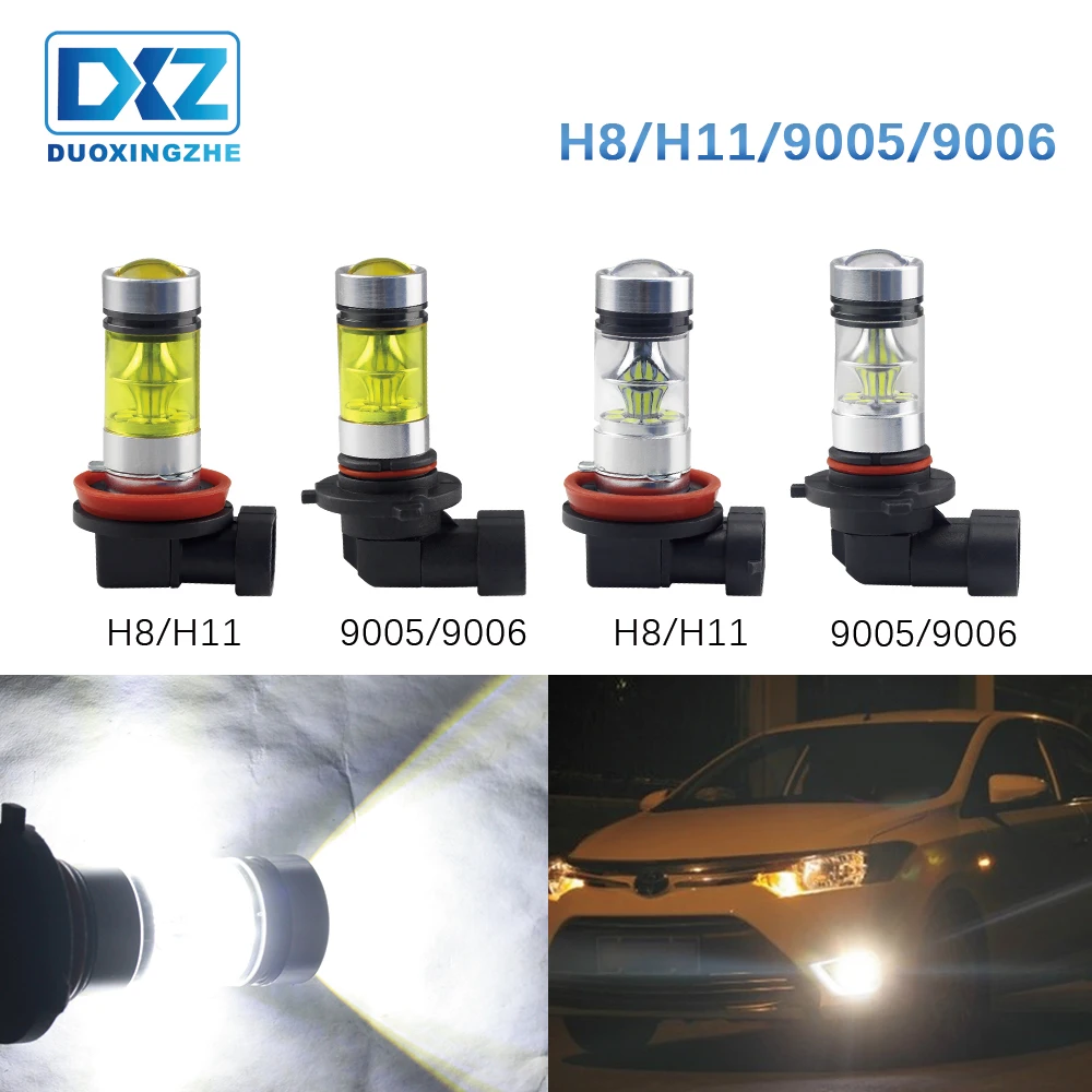 DXZ 1X светодиодная желтая противотуманная фара H8 H11 H9 9006 HB4 9005 HB3 дневные ходовые