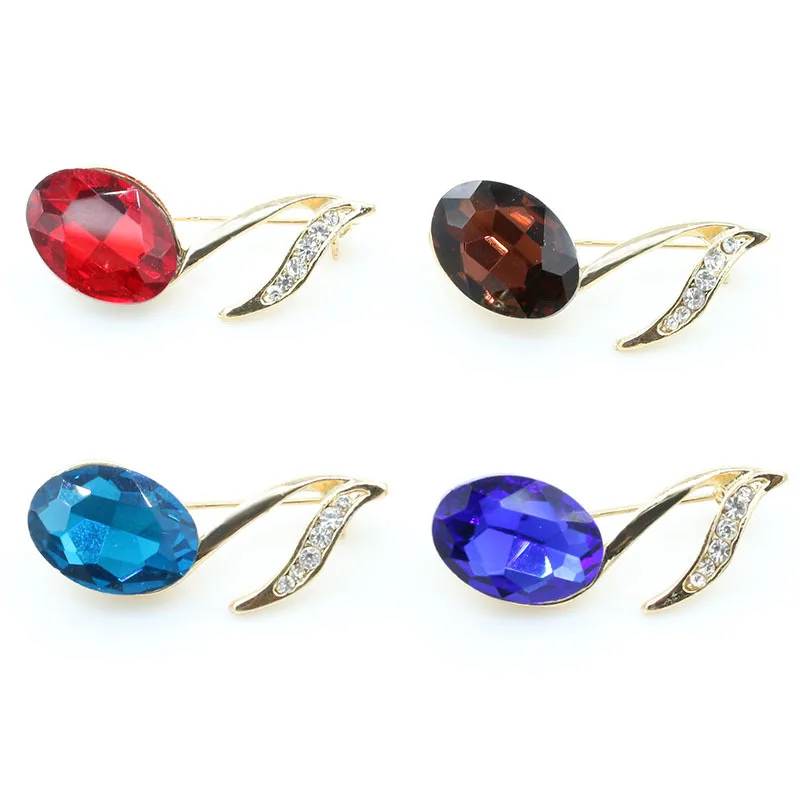 

7 Colors Rhinestone Shiny Crystal Musical Note Golden Brooches