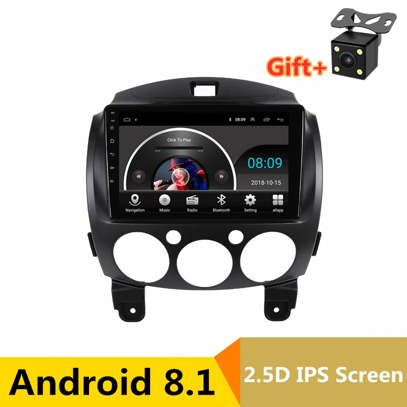 Perfect 9" 2.5D IPS Android 8.1 Car DVD Multimedia Player GPS for Mazda 2 2007 2008 2009 2010 2011 2012 audio radio stereo navigation 0