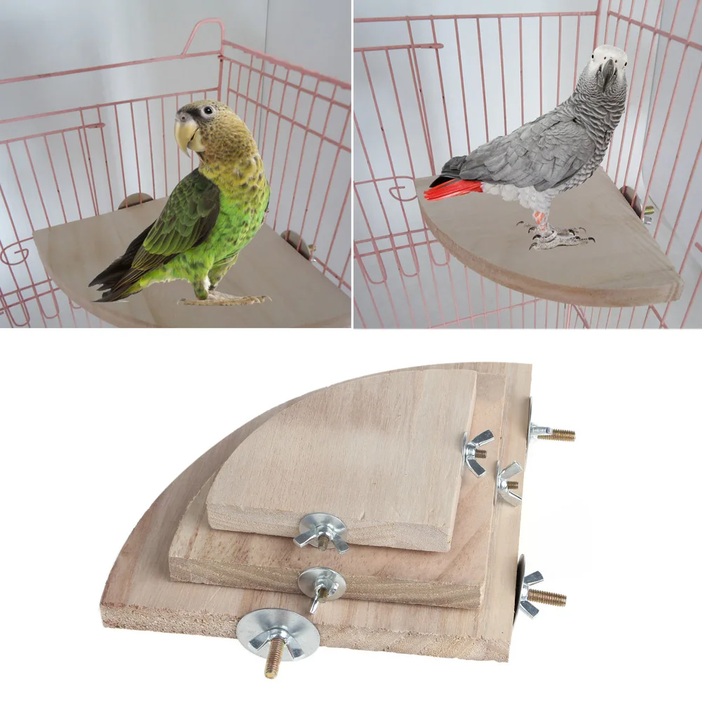 Rack Toy Wood Platform Stand Pet Parrot Hamster Branch Perches For Bird Cage 