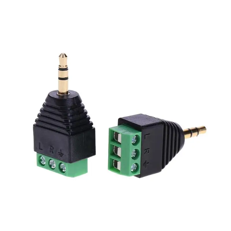 

ALLOYSEED 2Pcs 3.5mm to Dual Channel Terminal Audio Male Plug Connectors Adapters Mono Plug To 3.5mm Dual Channel Stereo Jack