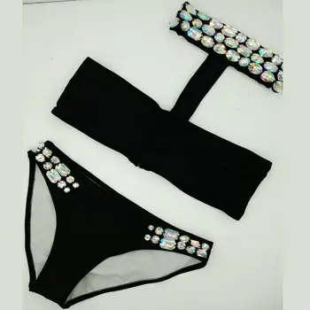 

Venus Vacation bikini set 2018 sexy women strapless diamond swimwear push up rhinestone biquini bling stones lady bathing suit