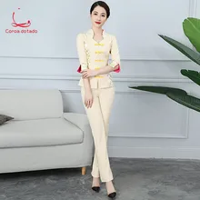 New autumn and winter cosmetologist work clothes trousers foot massage salon shop technician set health shop