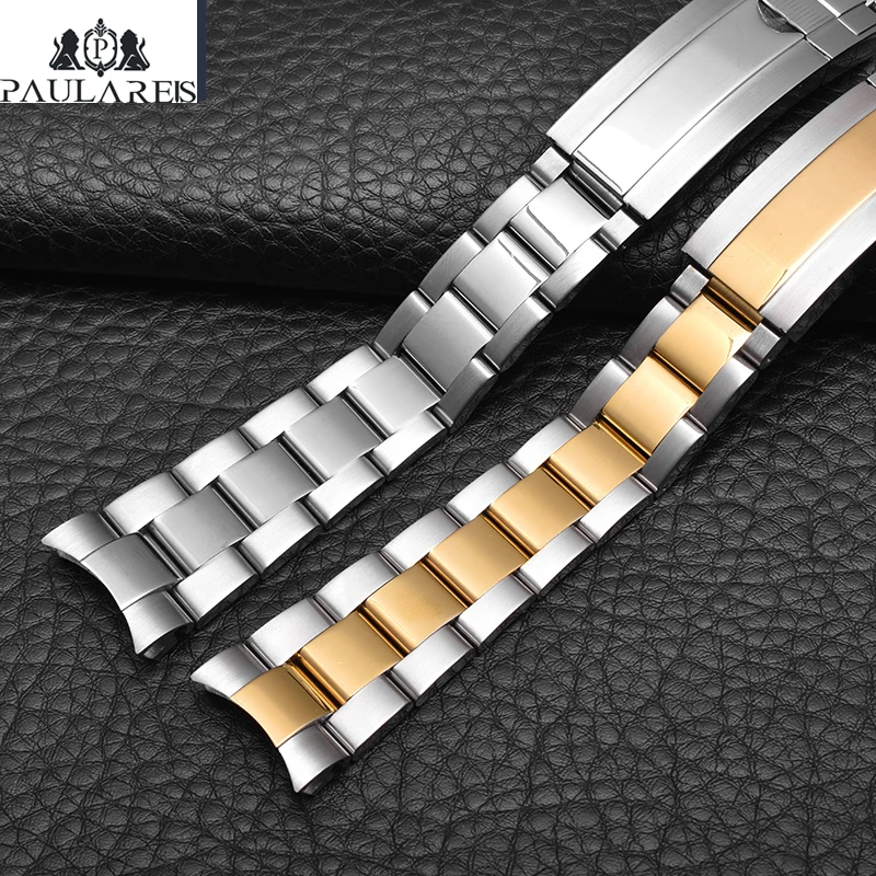 1PC High quality 20MM Gold Silver Solid Heavy Stainless steel watch strap | Наручные часы