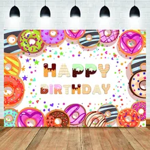 Пончик день рождения фон Shocolate торт конфеты День рождения баннер фотография Фон десертный стол Декор реквизит фоны