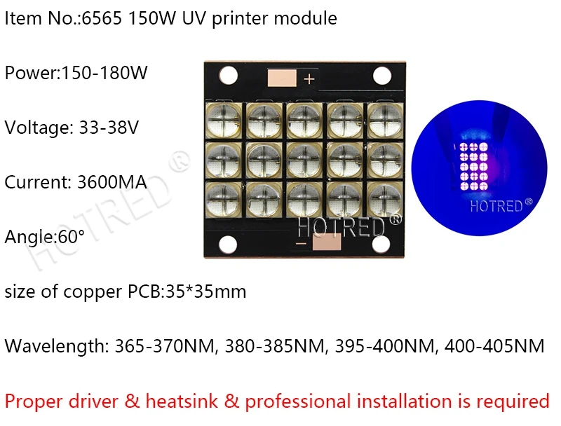 150 Вт 300 Вт 450 Вт УФ фиолетовый светодиодный ультрафиолетовые лампы Chips365nm 385nm 395nm 405nm 410Nm модуль COB Медь PCB для 3d принтера DIY