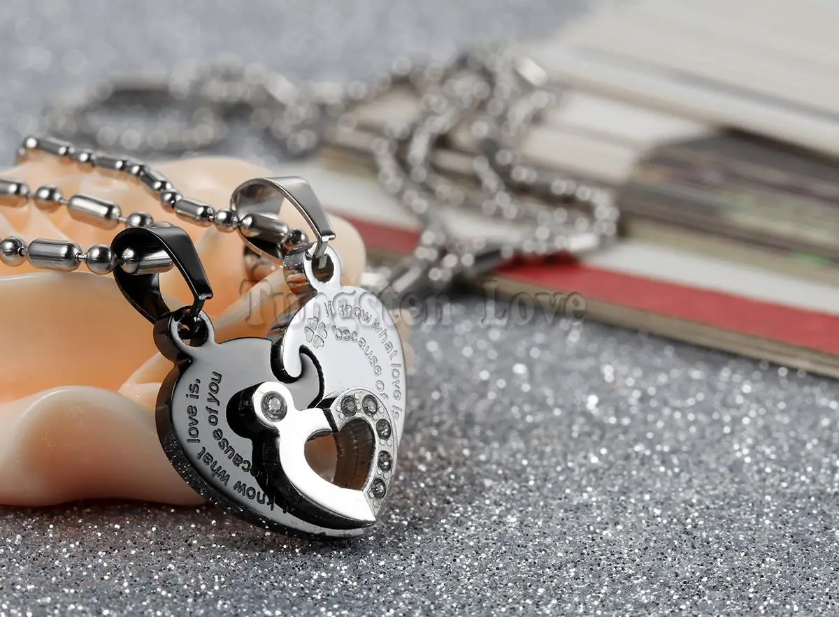 2 шт. подвеска в виде сердца из нержавеющей стали|love necklace|necklace for loversstainless steel pendant |