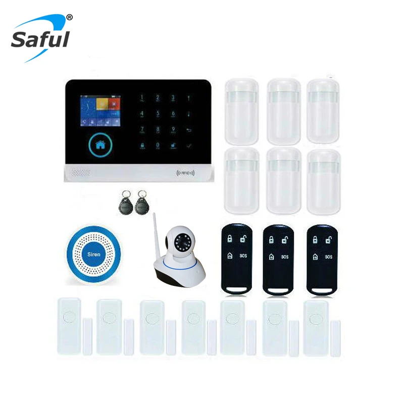 

Saful Security WIFI GSM Alarm Systems WIFI+GSM+GPRS Home Protection Automation GPRS WIFI GSM Alarm System