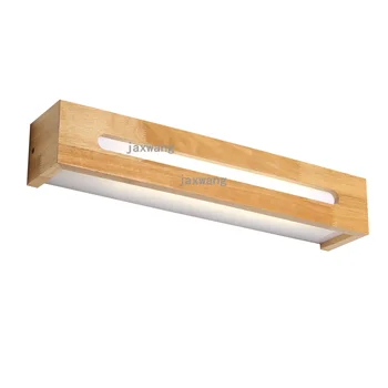 

Nordic Wall Lamp LED Wood Mirror Headlight Aisle Bathroom Wall Light Bedroom Living Room Reading Wall Sconce Living Room Decor