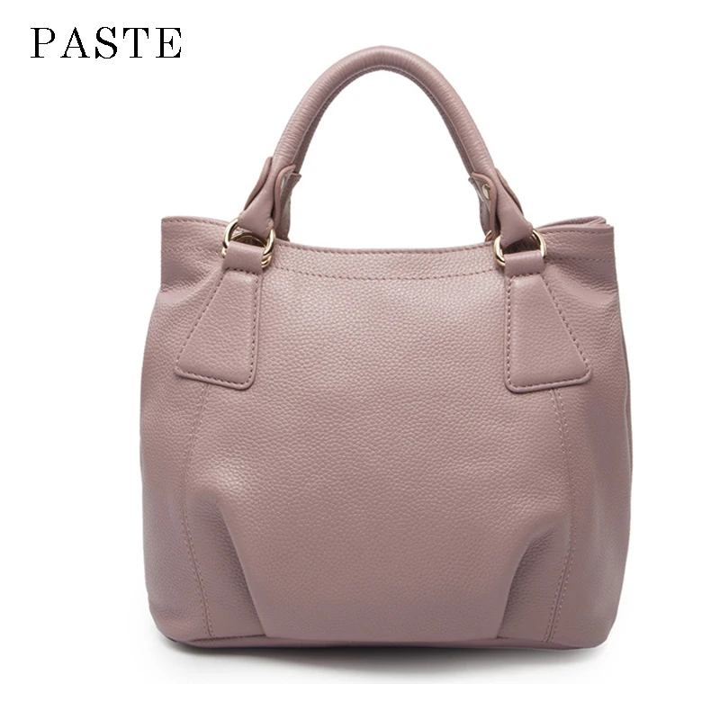 New Korean Fashion Ruched Pattern Handbag for Women Genuine Leather