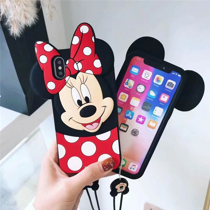 

3D Cartoon Minnie Mouse Case For LG K4 K5 K7 K8 LV3 K8 2017 LV5 K10 2017 Stylus 3 Cute Soft Silicone Phone Cover