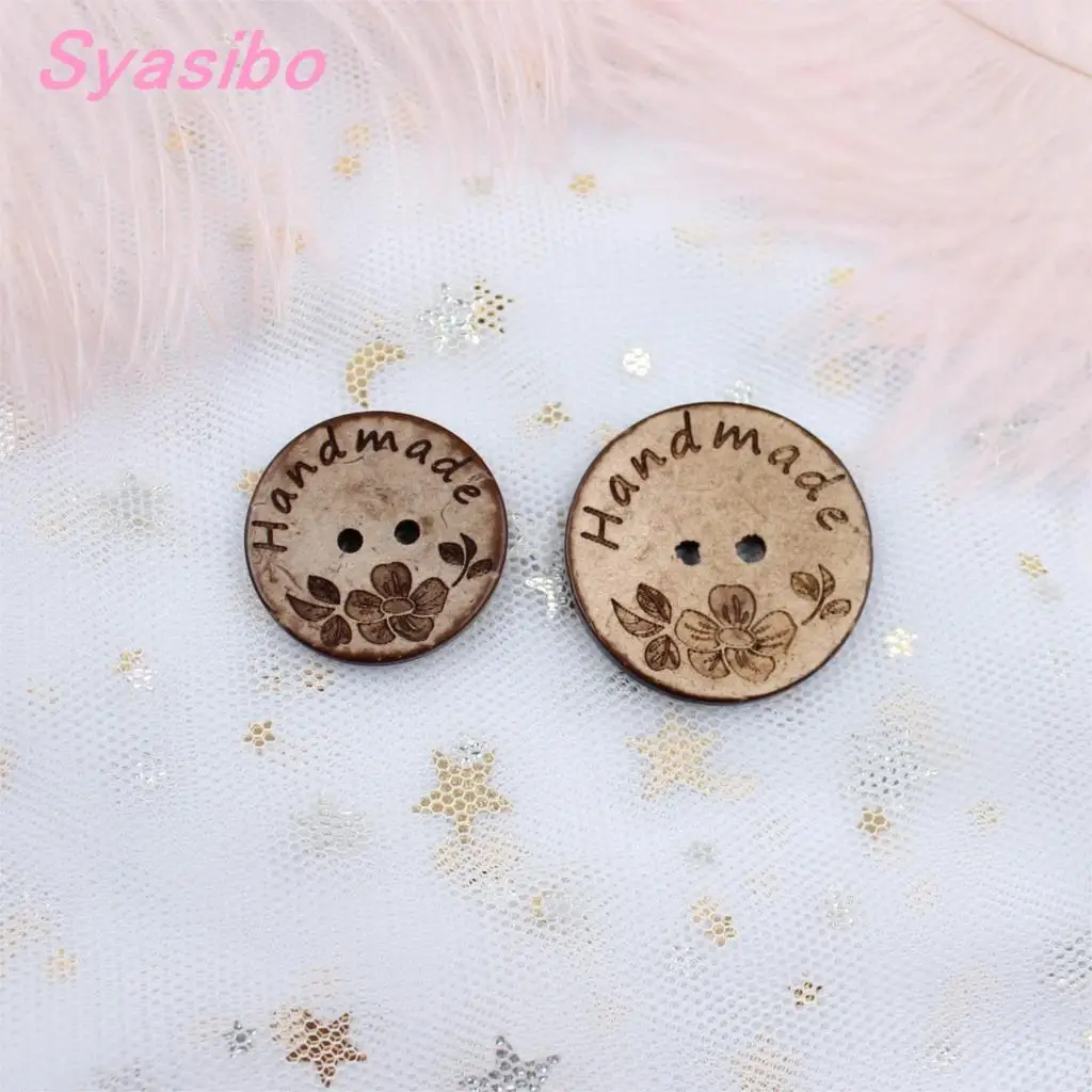 

20mm/25mm/30mm Handmade Flower Coconut Buttons Sewing Buttons For Toy Doll DIY Crafts 1 inches-CO1068