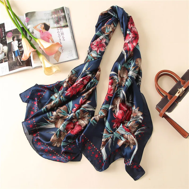 [RUNMEIFA] Модный Шелковый шарф женские летние пляжные шали и накидки 4 цвета шарф 180*90 см Женский мягкий удобный