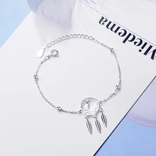 Pulsera de atrapasueños literario de Plata de Ley 925 para mujer, diseño hueco, regalo S-B215