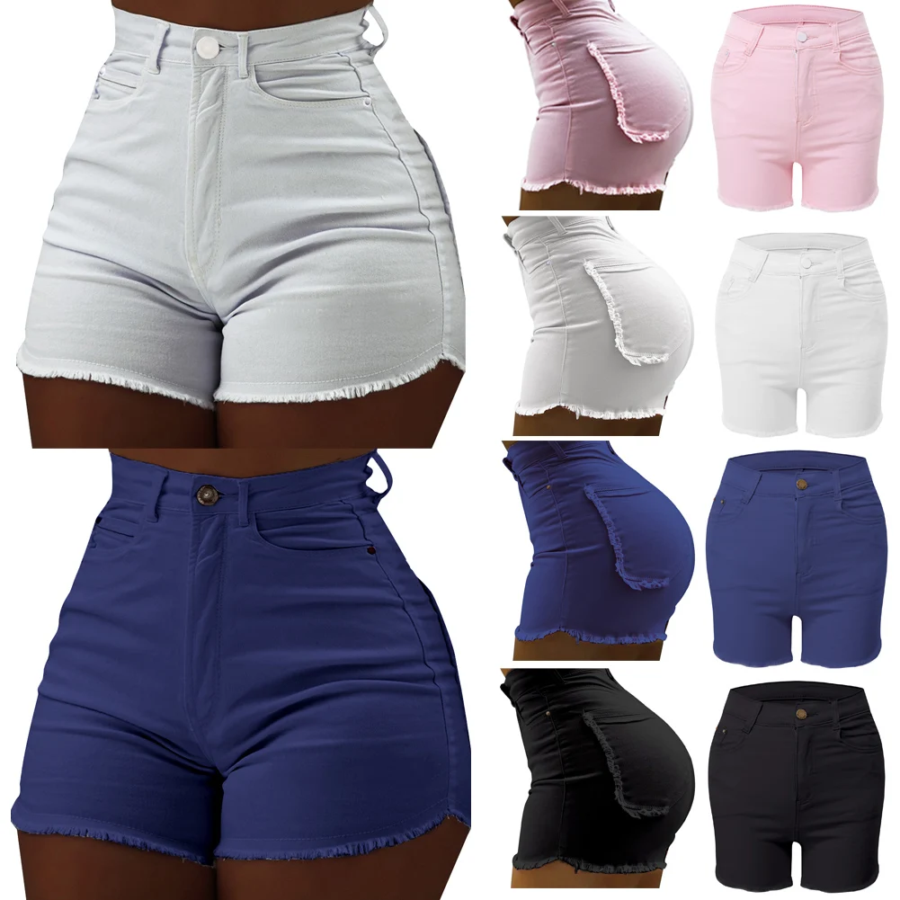 2019 модные сексуальные женские Дамские Высокая талия узкая Джинсовая летние джинсовые шорты пляжные Повседневное Bodycon кисточкой