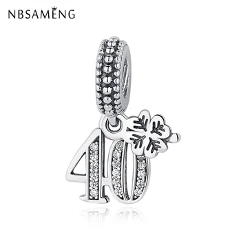 

100% 925 Sterling Silver Charm Bead 30 40 60 Number of Love Pendant Charms Special Day Fit Pandora Bracelet Women Jewelry Making