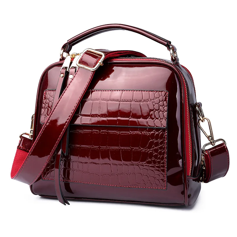 

New Arrival Shell Women Handbags Stone Pattern Ladies Shoulder Bags Patent Leather Female Girl Luxury Crossbody Bag 6 Color Hot