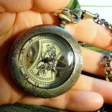8017) 10 шт./лот стимпанк Скелет увеличительное Дело Механические мужские карманные часы