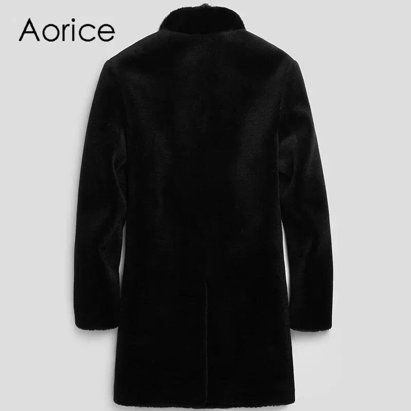 Aorice MT824, мужские длинные куртки, новинка, модное пальто из натуральной шерсти, отложной воротник из меха норки, Осень-зима, теплая Повседневная Верхняя одежда