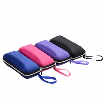 

1Pc New Portable Men Women sunglasses case Holder glasses box with lanyard zipper eyeglass cover Protector Box