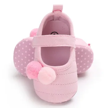 

spring Autumn baby girl lovely printing shoes Small Fresh Pompon Decoration Baby Princess First Walkers
