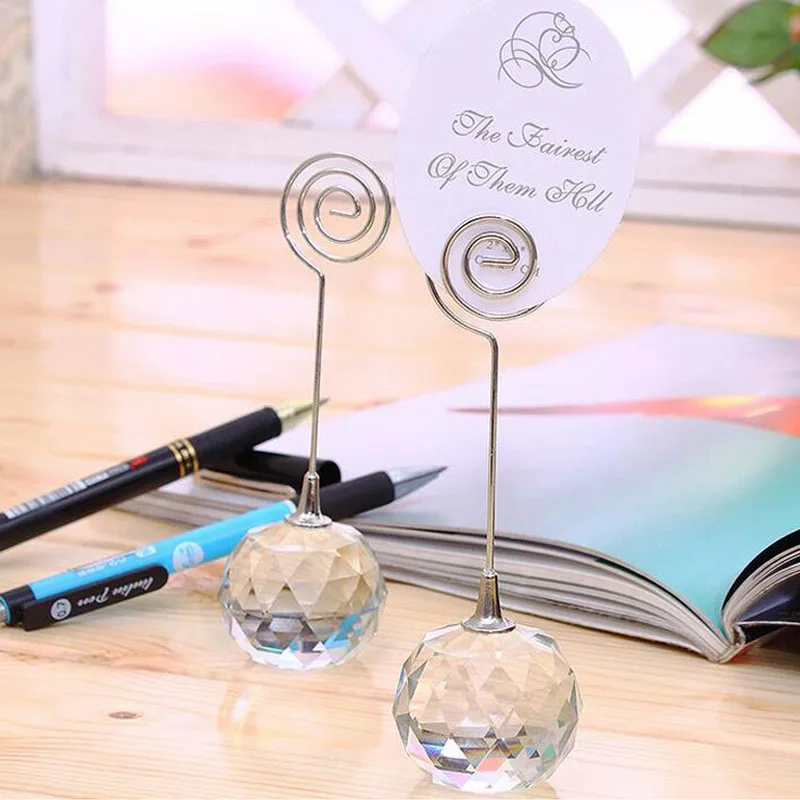 80pcs/lot Wedding Favor Crystal Diamond Ball Place Card Holders Table Numbers Holder Party